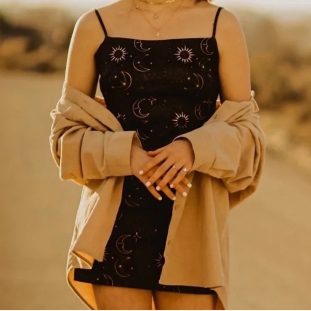 Black Celestial Print Dress
